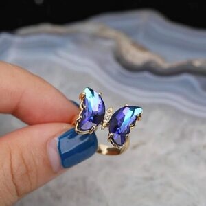 Blue crystal butterfly ring marvel...