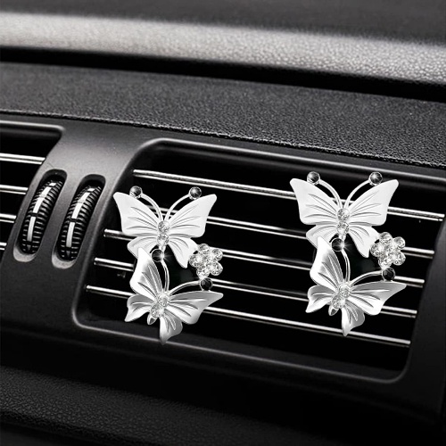 Butterfly silver car vent clip