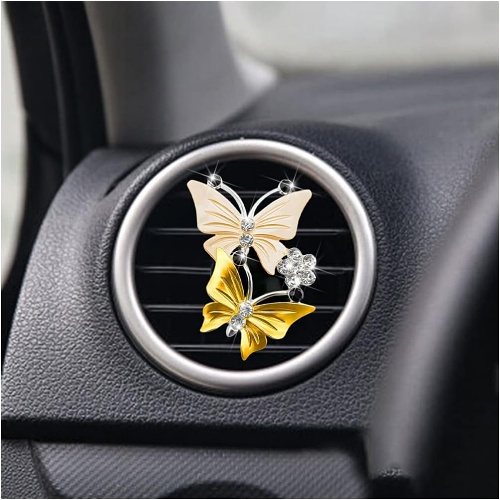 Butterfly silver car vent clip