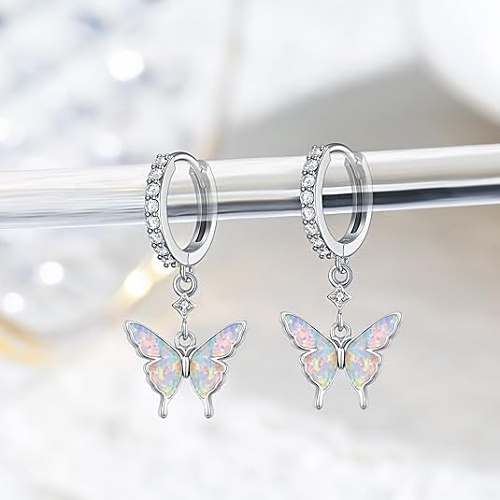 Opal butterfly earrings for everyday use - Image 2