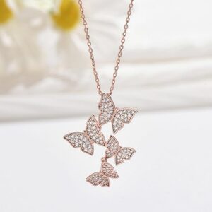 Silver butterfly necklace for wome...