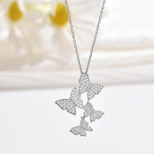 Silver butterfly necklace for women