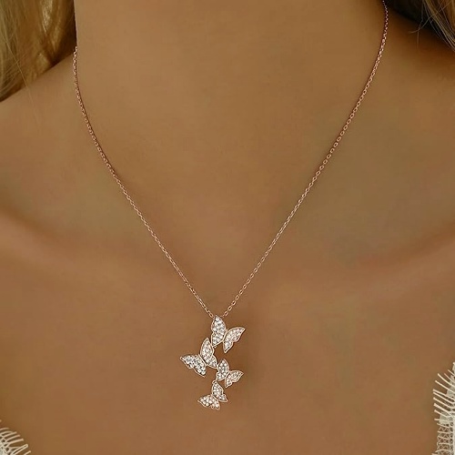 Rose gold butterfly necklace for woman