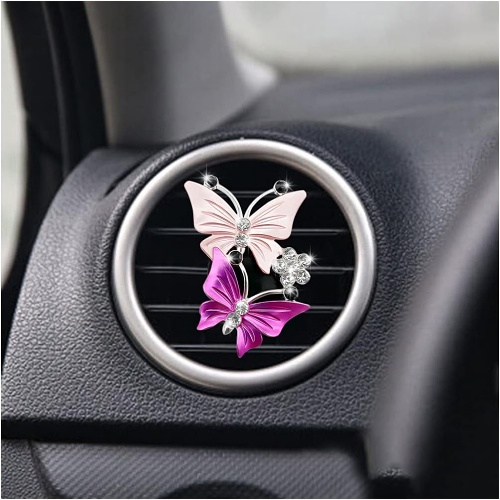 Butterfly silver car vent clip