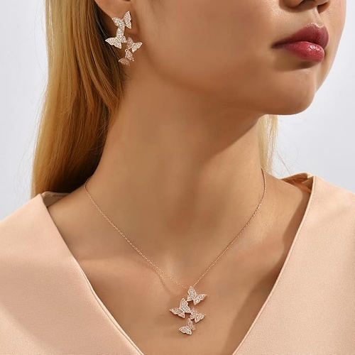 Silver butterfly necklace for women