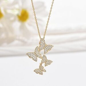 Gold butterfly necklace for woman