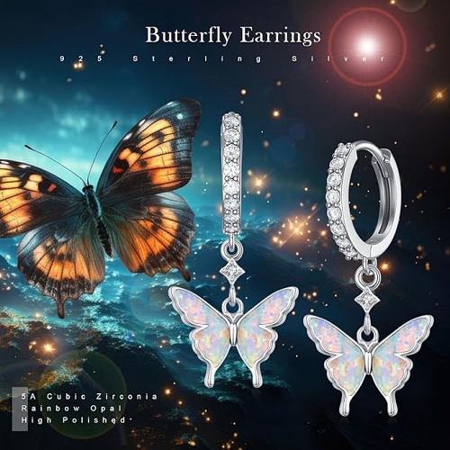 Opal butterfly earrings