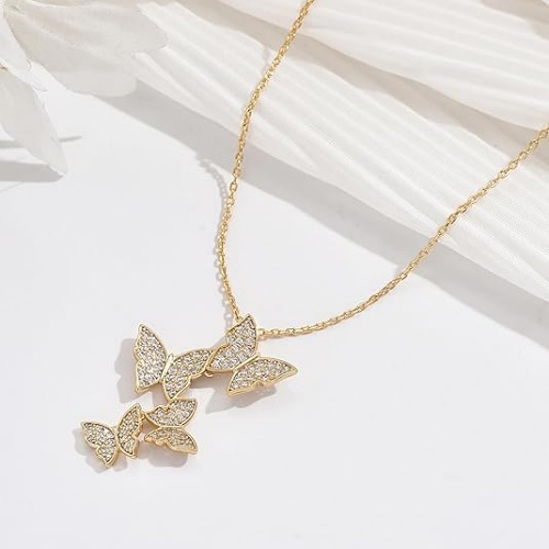 Gold butterfly necklace for woman
