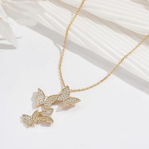 Silver butterfly necklace for women