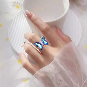 Blue crystal butterfly ring marvel...