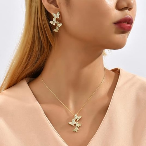 Gold butterfly necklace for woman