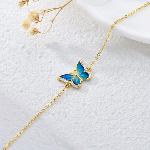 14k gold butterfly ankle bracelet