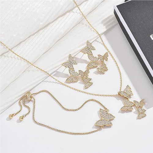 Matching butterfly earrings and necklace