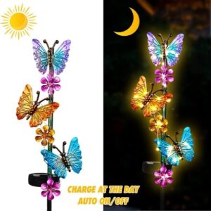 Butterfly solar garden stakes colo...