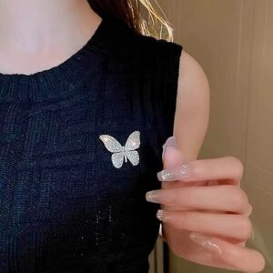 Butterfly crystal brooch shiny bea...