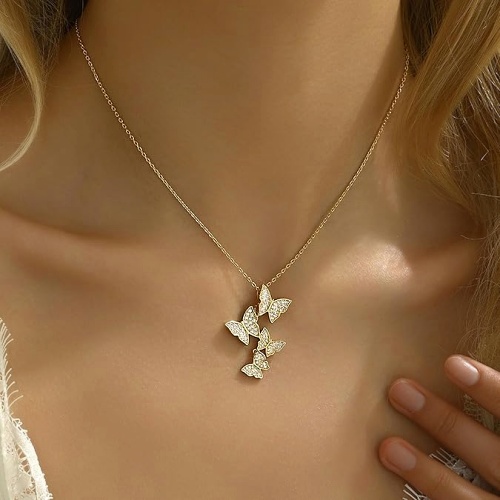 Silver butterfly necklace for women