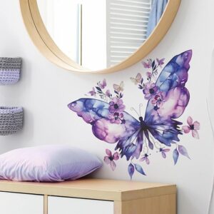 Purple butterfly wall decal romant...