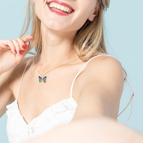 Crystal butterfly pendant necklace