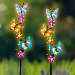 Butterfly solar garden stakes colo...