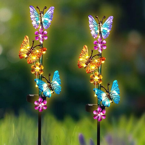 Butterfly solar garden stakes colorful
