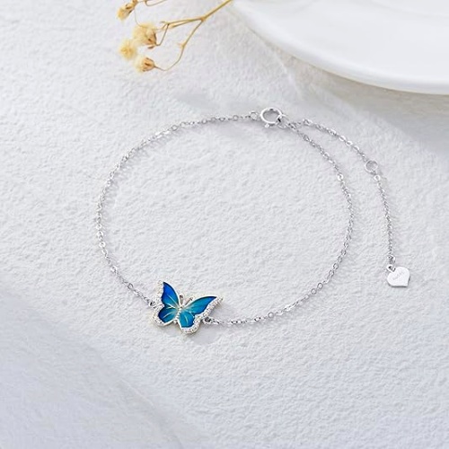 14k gold butterfly ankle bracelet