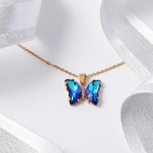 Crystal butterfly pendant necklace