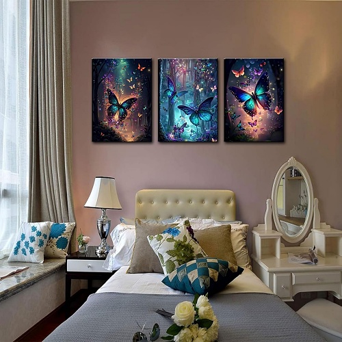 3 piece butterfly wall art