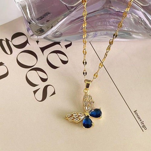 Gold butterfly necklace for women