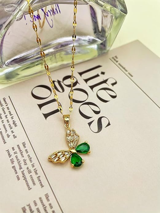 Gold butterfly necklace for women