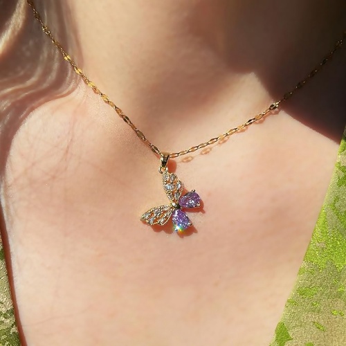 Gold butterfly necklace for women