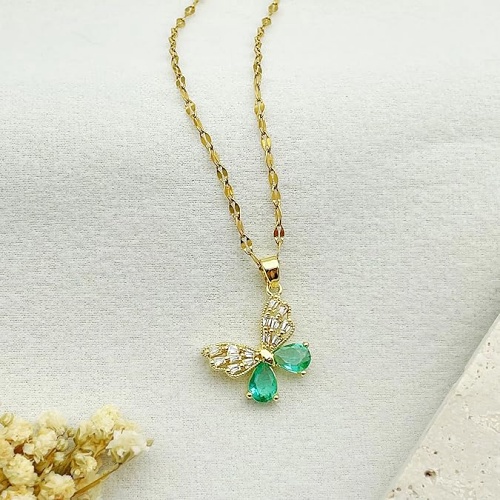 Gold butterfly necklace for women