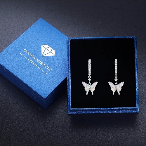 Opal butterfly earrings