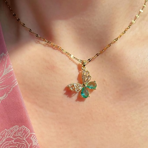 Gold butterfly necklace for women