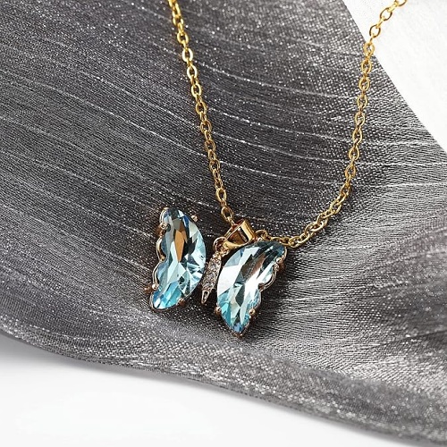 Crystal butterfly pendant necklace