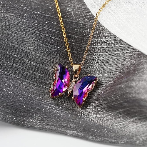 Crystal butterfly pendant necklace