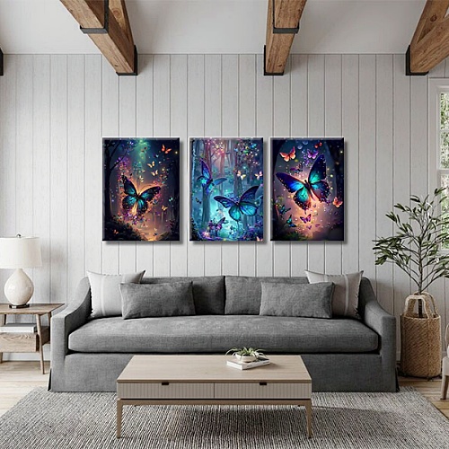 3 piece butterfly wall art