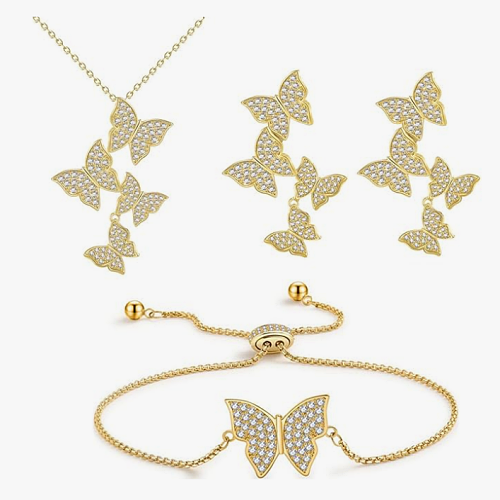 Matching butterfly earrings and necklace