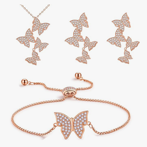 Matching butterfly earrings and necklace