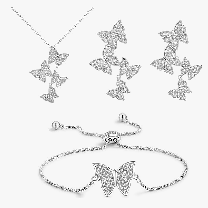 Matching butterfly earrings and necklace