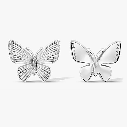 Butterfly stud earrings silver