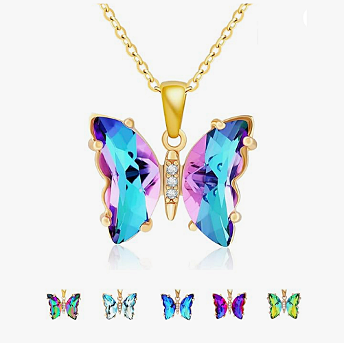 Crystal butterfly pendant necklace