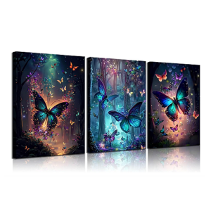 3 piece butterfly wall art beautif...
