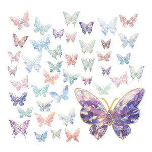 Butterfly sticker cute 80pcs shiny