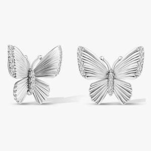 Butterfly stud earrings silver mag...