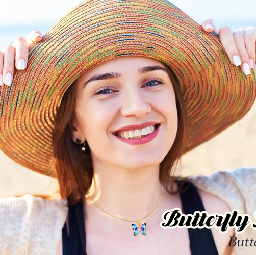 Crystal butterfly pendant necklace