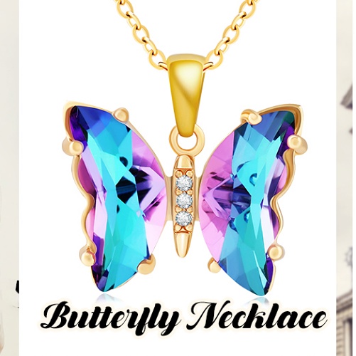 Crystal butterfly pendant necklace