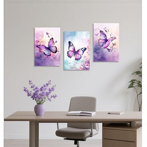 Purple butterfly wall art