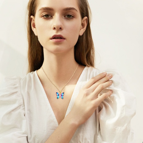Crystal butterfly pendant necklace