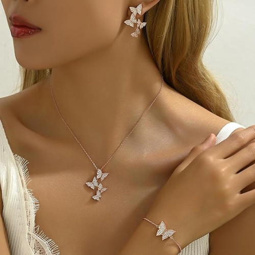 Matching butterfly earrings and necklace