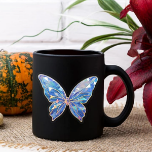 Blue butterfly mug super cute stic...